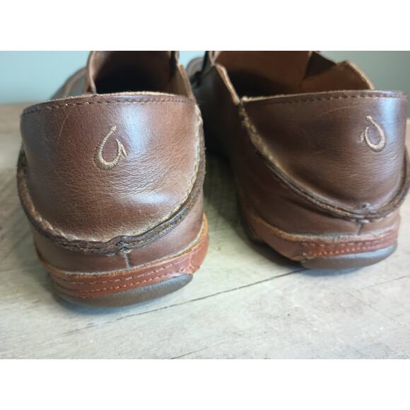Olukai Mens Moloa Leather Slip On Shoes Loafers 11.5 Brown Island Vacation main image 7